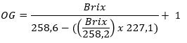 Formula per la conversione dei gradi Brix in densità